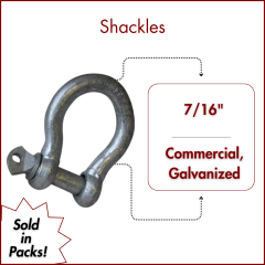 7/16" Commercial Grade Screw Pin Anchor Shackle, WLL 1 Ton