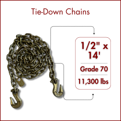 1/2" Tie Down Chains - Grade 70 - Yellow Chromate