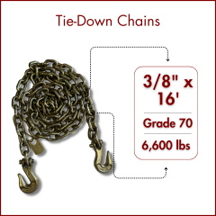 3/8" Tie Down Chains - Grade 70 - Yellow Chromate