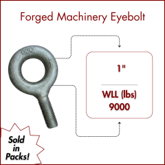 1" X 2-1/2 Forged Machinery Eyebolt Self Colored- Plain Pattern