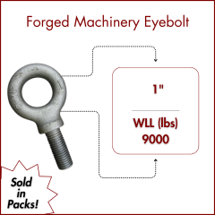 1" X 2-1/2 Forged Machinery Eyebolt Self Colored- Shoulder Pattern