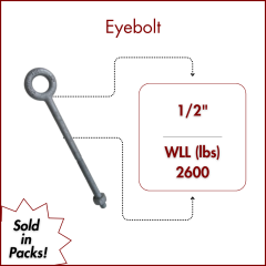 1/2" X 8 Forged Galvanized" XL Thread Eyebolt with Nut