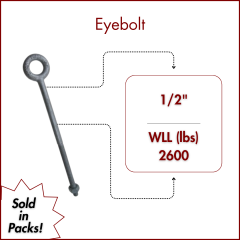 1/2" X 10 Forged Galvanized" XL Thread Eyebolt with Nut