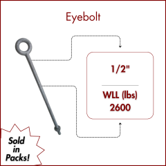 1/2" X 12 Forged Galvanized" XL Thread Eyebolt with Nut