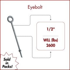 1/2" X 18 Forged Galvanized" XL Thread Eyebolt with Nut