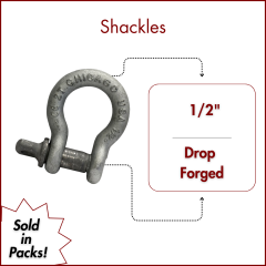 1/2" Load Rated Screw Pin Anchor Shackle Drop Forged HDG - USA