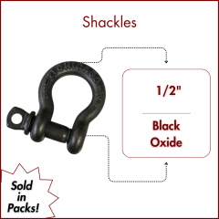 1/2" Load Rated Screw Pin Anchor Shackle, Black Oxide - USA