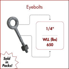 1/4" X 2 Forged Galvanized" XL Thread Eyebolt with Nut