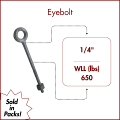 1/4" X 4 Forged Galvanized" XL Thread Eyebolt with Nut