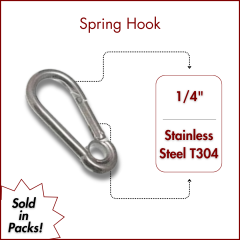 1 / 4 Springhook, Type 304 Stainless Steel (SOLD IN SETS ) 