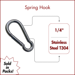 1/4" Springhook, Type 304 Stainless Steel (SOLD IN SETS ) 