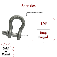 1/4" Load Rated Screw Pin Anchor Shackle Drop Forged HDG - USA