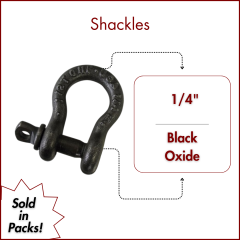 1/4" Load Rated Screw Pin Anchor Shackle, Black Oxide- USA