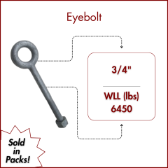 3/4" X 6 Forged Galvanized" XL Thread Eyebolt with Nut