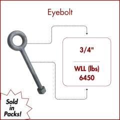 3/4" X 8 Forged Galvanized" XL Thread Eyebolt with Nut