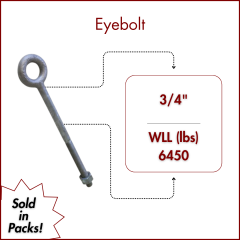 3/4" X 12 Forged Galvanized" XL Thread Eyebolt with Nut