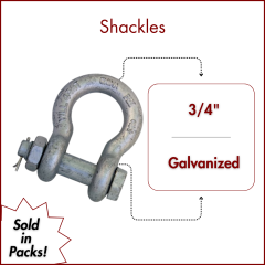 3/4" Galvanized Safety Shackle with Nut & Pin