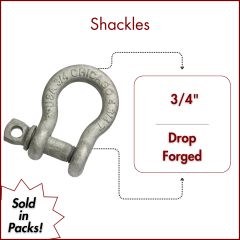 3/4" Load Rated Screw Pin Anchor Shackle Drop Forged HDG - USA