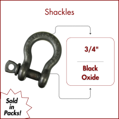 3/4" Load Rated Screw Pin Anchor Shackle, Black Oxide - USA