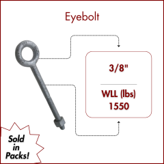 3/8" X 4-1/2 Forged Galvanized" XL Thread Eyebolt with Nut