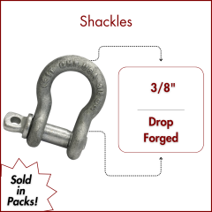 3/8" Load Rated Screw Pin Anchor Shackle Drop Forged HDG - USA