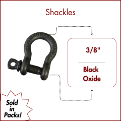 3/8" Load Rated Screw Pin Anchor Shackle, Black Oxide - USA