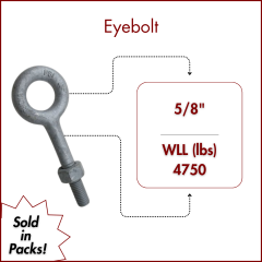 5/8" X 4 Forged Galvanized" XL Thread Eyebolt with Nut