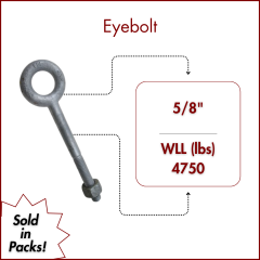 5/8" X 6 Forged Galvanized" XL Thread Eyebolt with Nut