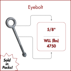 5/8" X 8 Forged Galvanized" XL Thread Eyebolt with Nut