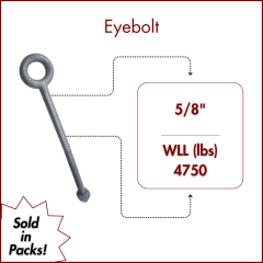 5/8" X 10 Forged Galvanized" XL Thread Eyebolt with Nut