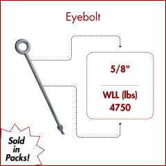 5/8" X 18 Forged Galvanized" XL Thread Eyebolt with Nut