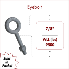 7/8" X 5 Forged Galvanized" XL Thread Eyebolt with Nut