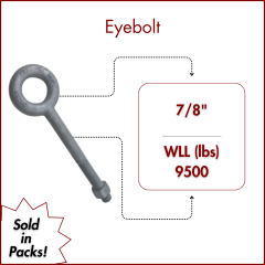 7/8" X 8 Forged Galvanized" XL Thread Eyebolt with Nut