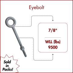 7/8" X 10 Forged Galvanized" XL Thread Eyebolt with Nut