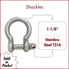 1-1/8" Type 316 Stainless Steel Screw Pin Anchor Shackle, (28mm) WLL 12,000 Lbs