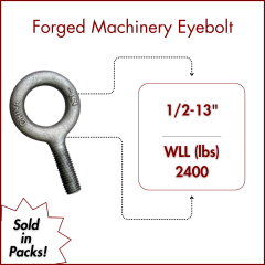 1/2-13" X 1-1/2 Forged Machinery Eyebolt Self Colored- Plain Pattern