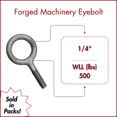 1/4-20" X 1 Forged Machinery Eyebolt Self Colored-Plain Pattern