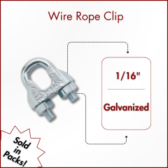 1/16" Malleable Galvanized Wire Rope Clips (SOLD IN SETS)