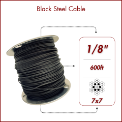 Laureola 1/8" Black Oxide Cable Wire Rope 7x7-600ft