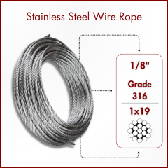 1/8" 1x19 T316 Stainless Steel Aircraft Cable