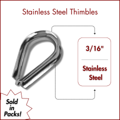 3/16" Type 304 Stainless Steel Wire Rope Thimble (SOLD IN SETS)