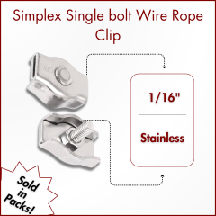 1/16" (M2) Simplex Single Bolt Wire Rope Clip (SOLD IN SETS)