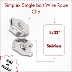 3/32" (M3) Simplex Single Bolt Wire Rope Clip (SOLD IN SETS)