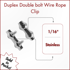 1/16" (M2) Duplex Double Bolt Wire Rope Clip (SOLD IN SETS)