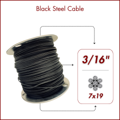 3/16" 7x19 Black Steel Cable