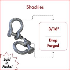 3/16" Load Rated Screw Pin Anchor Shackle Galvanized - USA