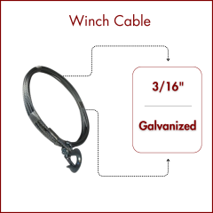 3/16" Winch Cable with Hook