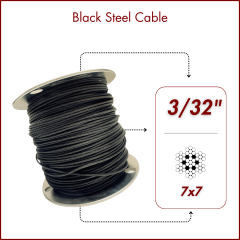 3/32" 7x7 Black Steel Cable