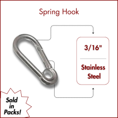 3/16" Type 316 Stainless Steel Snap Hook with Eye (SOLD IN SETS)