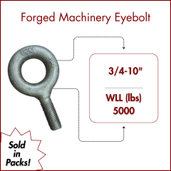 3/4-10" X 2 Forged Machinery Eyebolt Self Colored- Plain Pattern